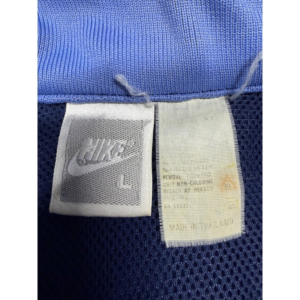 Vintage Nike Jacket Mens Large Blue Hooded Full Zip Windbreaker Colorblock 90s - Picture 3 of 10